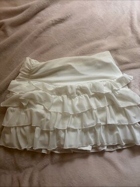 Tiered Ruffle Mini Skirt in White